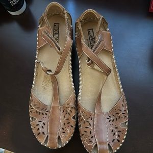 PIKOLINOS leather t strap wedge sandals shoes Sz 41 US 10.5-11